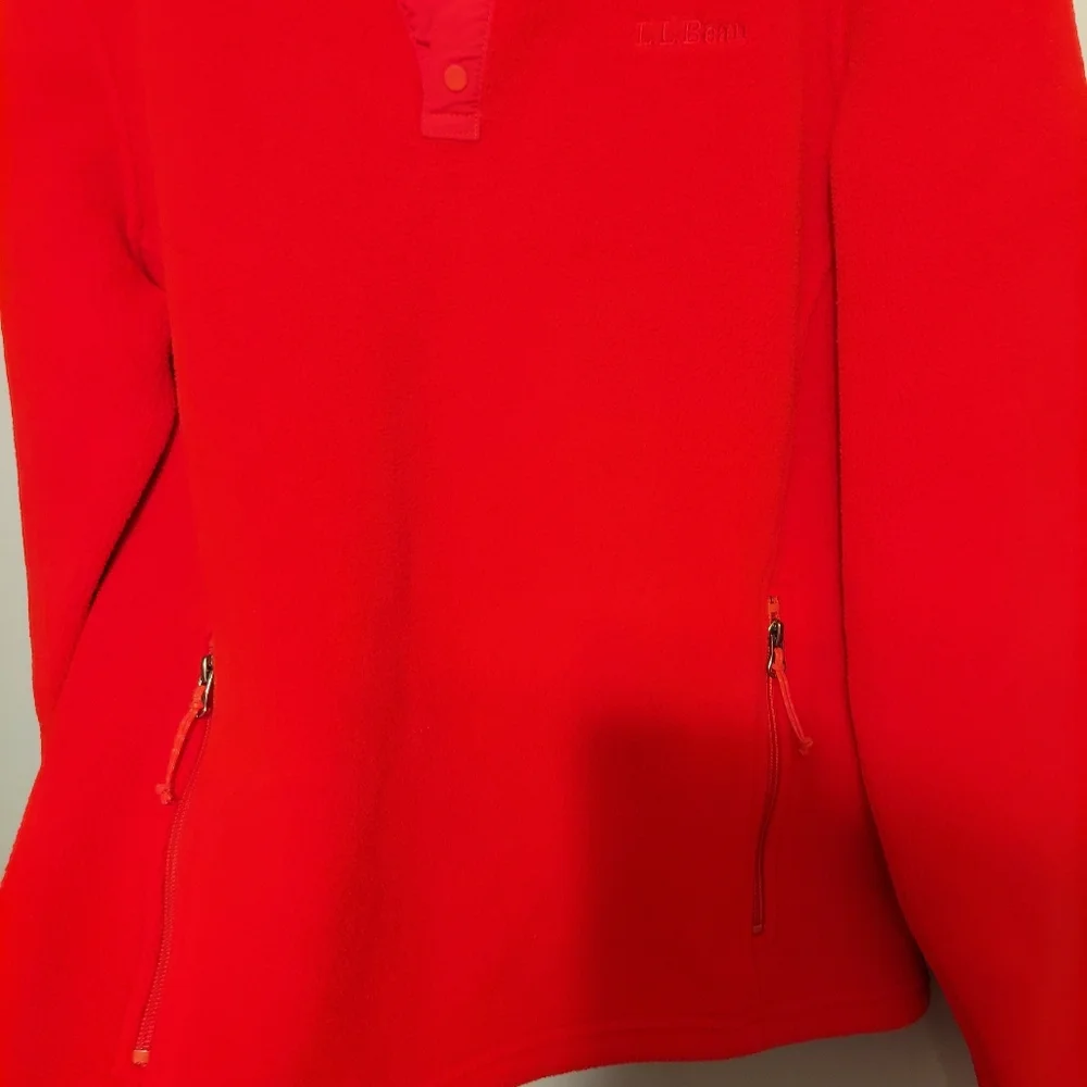 L.L. Bean Pullover T- Snap Size M Sweater Orange Red Fleece Gorpcore Outdoor